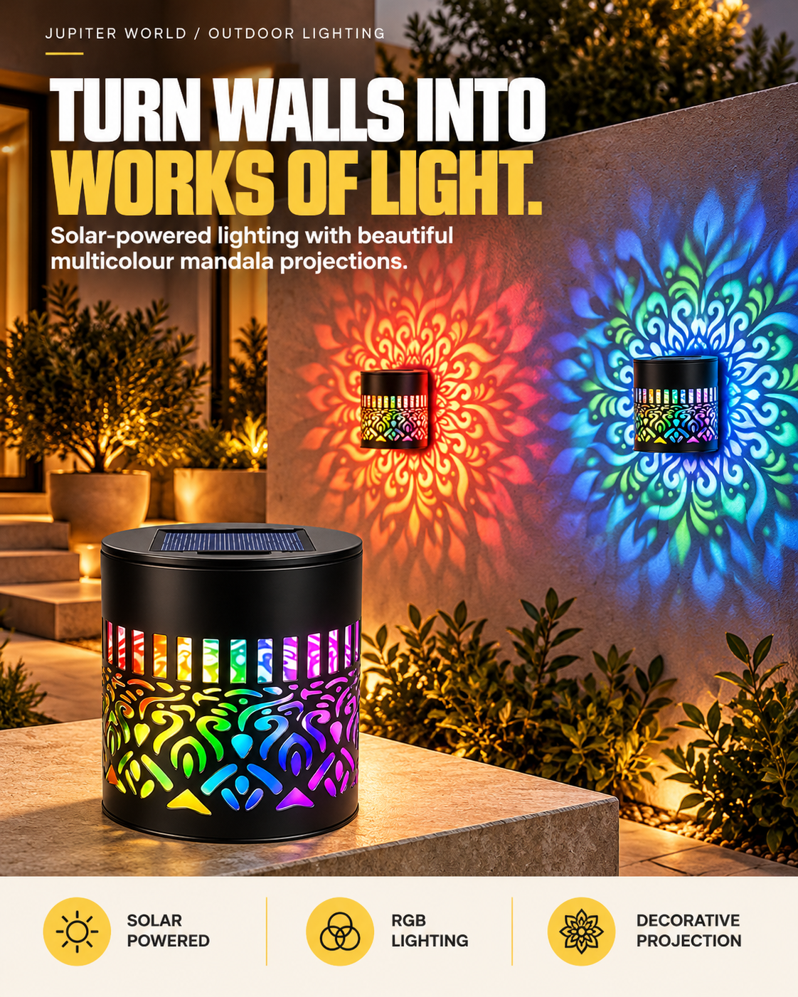 Jupiter Solar Mandala Garden Light – 7 Colors