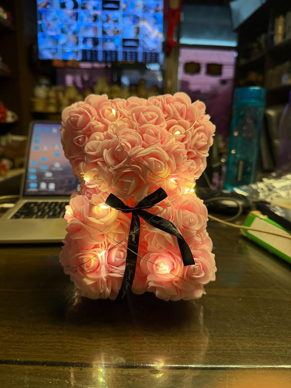 NYRWANA Rose Teddy Bear Gift with DIY String Lights