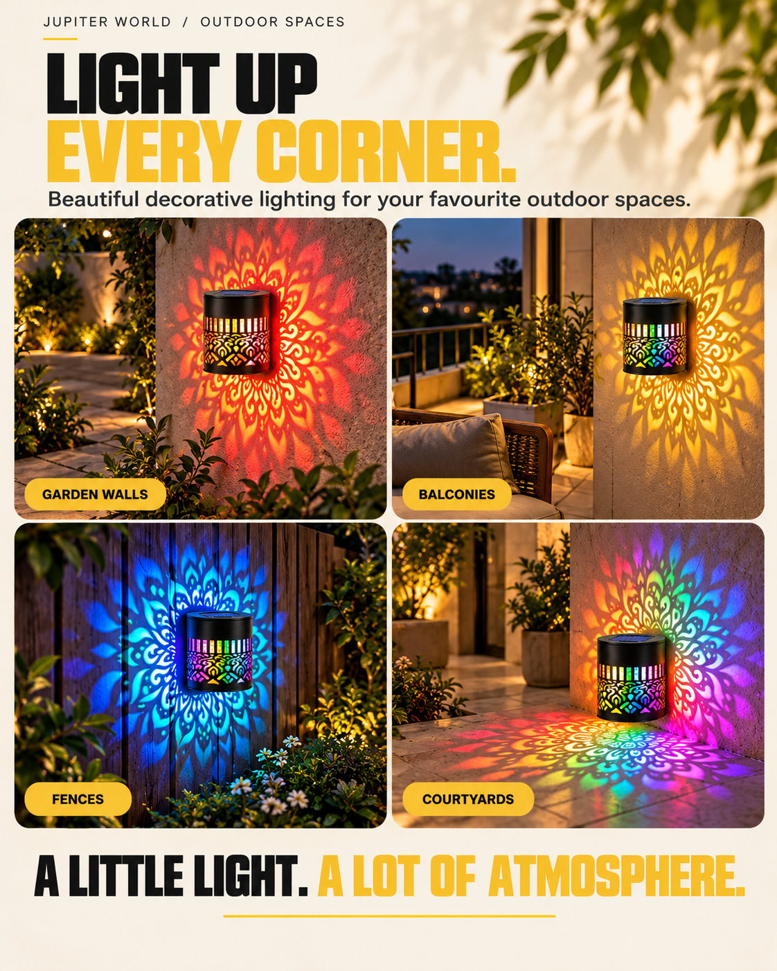 Jupiter Solar Mandala Garden Light – 7 Colors