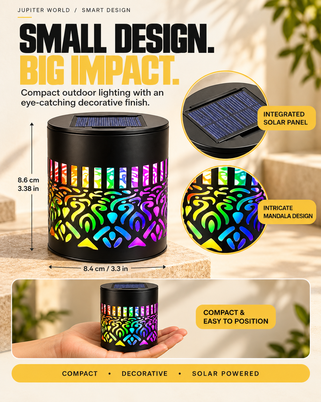 Jupiter Solar Mandala Garden Light – 7 Colors